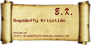 Bogdánffy Krisztián névjegykártya
